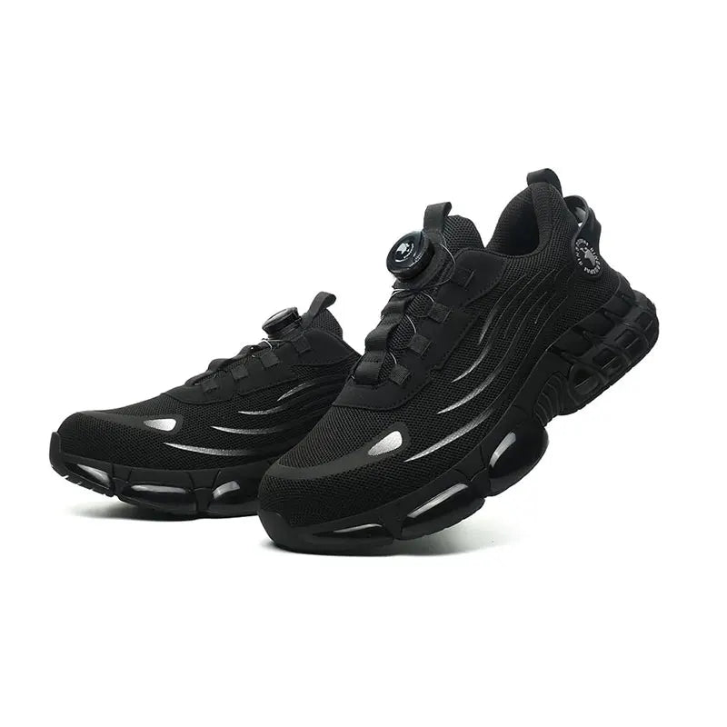 Rotating button safety shoes women's steel toe sneakers anti-smashing and anti-puncture work shoes, lightweight anti-slip prot