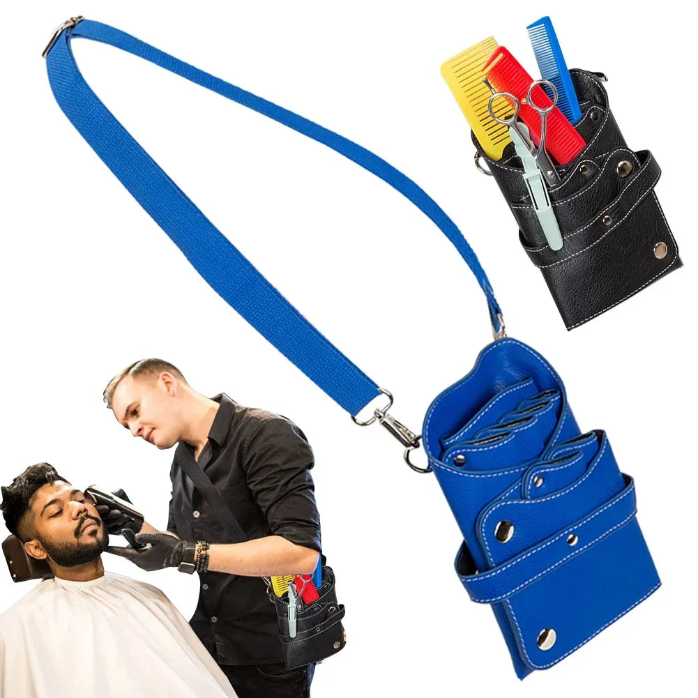Retro Hair Stylist Waist Bag with Adjustable Belt Portable Barber Scissors Holster Bag Hairdressing Carrying Bag for Hairdresser