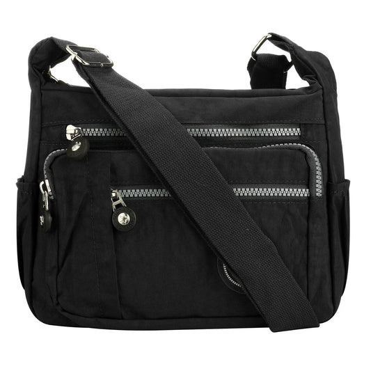 Fashionable multi-pocket wallet handbag, casual crossbody bag, floral pattern shoulder bag, nylon waterproof messenger bag