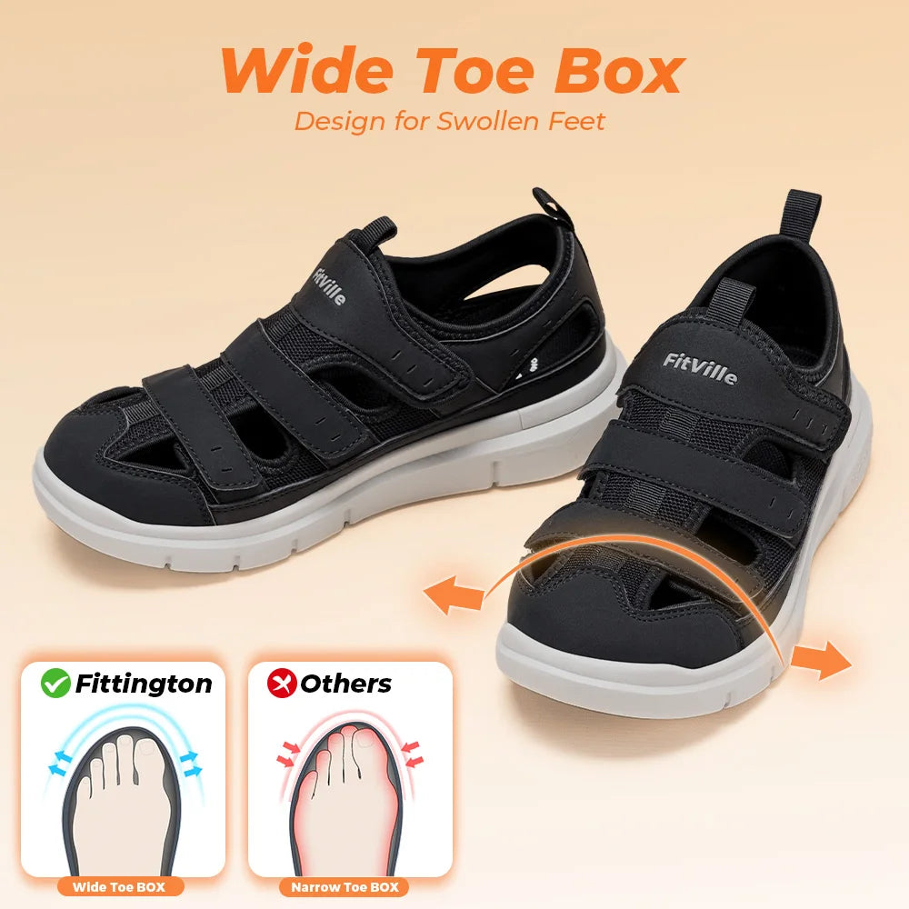 Men'S Summer Sandals Widened Diabetes Shoes Mens Casual Shoe Lightweight For Plantar Fasciitis Arch Support Relief Pain