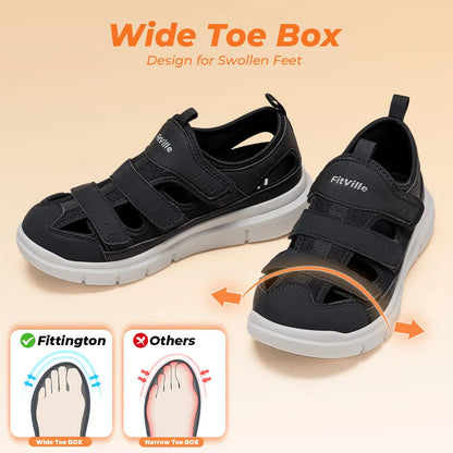 Men'S Summer Sandals Widened Diabetes Shoes Mens Casual Shoe Lightweight For Plantar Fasciitis Arch Support Relief Pain