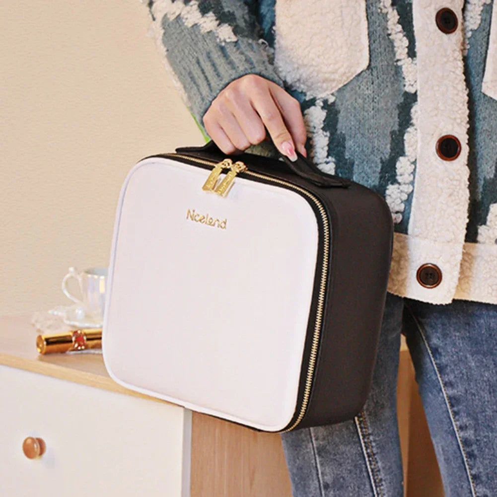 Women Smart LED Cosmetic Case with Mirror Cosmetic Bag Large Capacity Fashion Portable Storage Bag Travel Makeup Bags for ladies