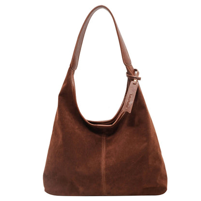 Women Suede Hobo Bag Slouchy Tote Bag Large Capacity Purse Magnetic Closure Retro Handbag for Work Travel