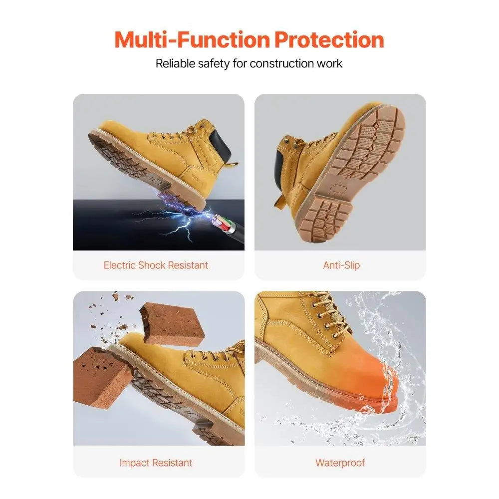 for men s Steel Toe Work Boots US Size 13 Waterproof Slip Resistant