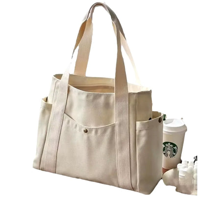 Large Capacity Canvas Tote Bags for Work Commuting Carrying Bag College Style Student Outfit Book Shoulder Bag