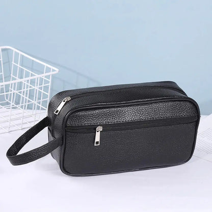 Fashion PU Leather Wristlet Bag Solid Color Phone Wristlet Bag Casual Toiletry Bag Small Purse for Men Women