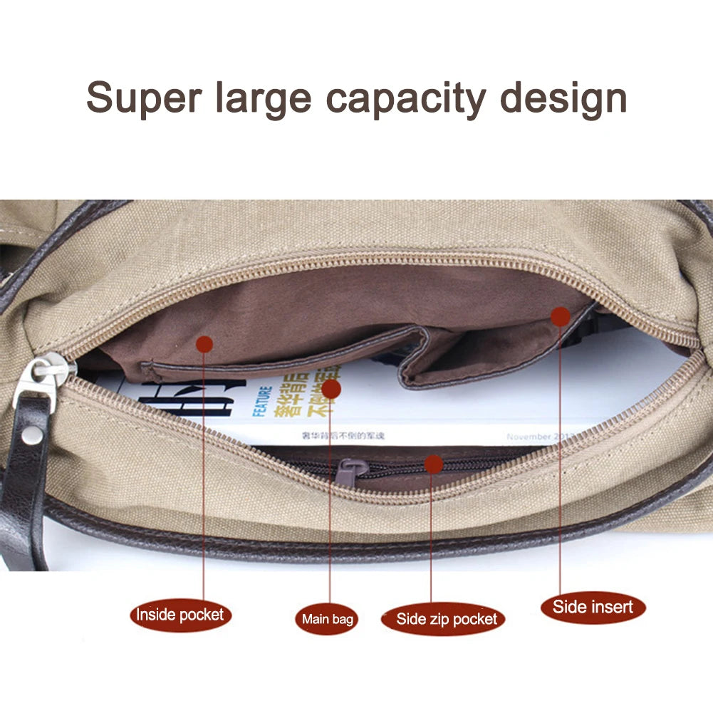 Vintage Laptop Shoulder Bag Multi Pockets Satchel Handbags Water Resistant 14 Inch Laptop Pouch Adjustable Strap for School Work
