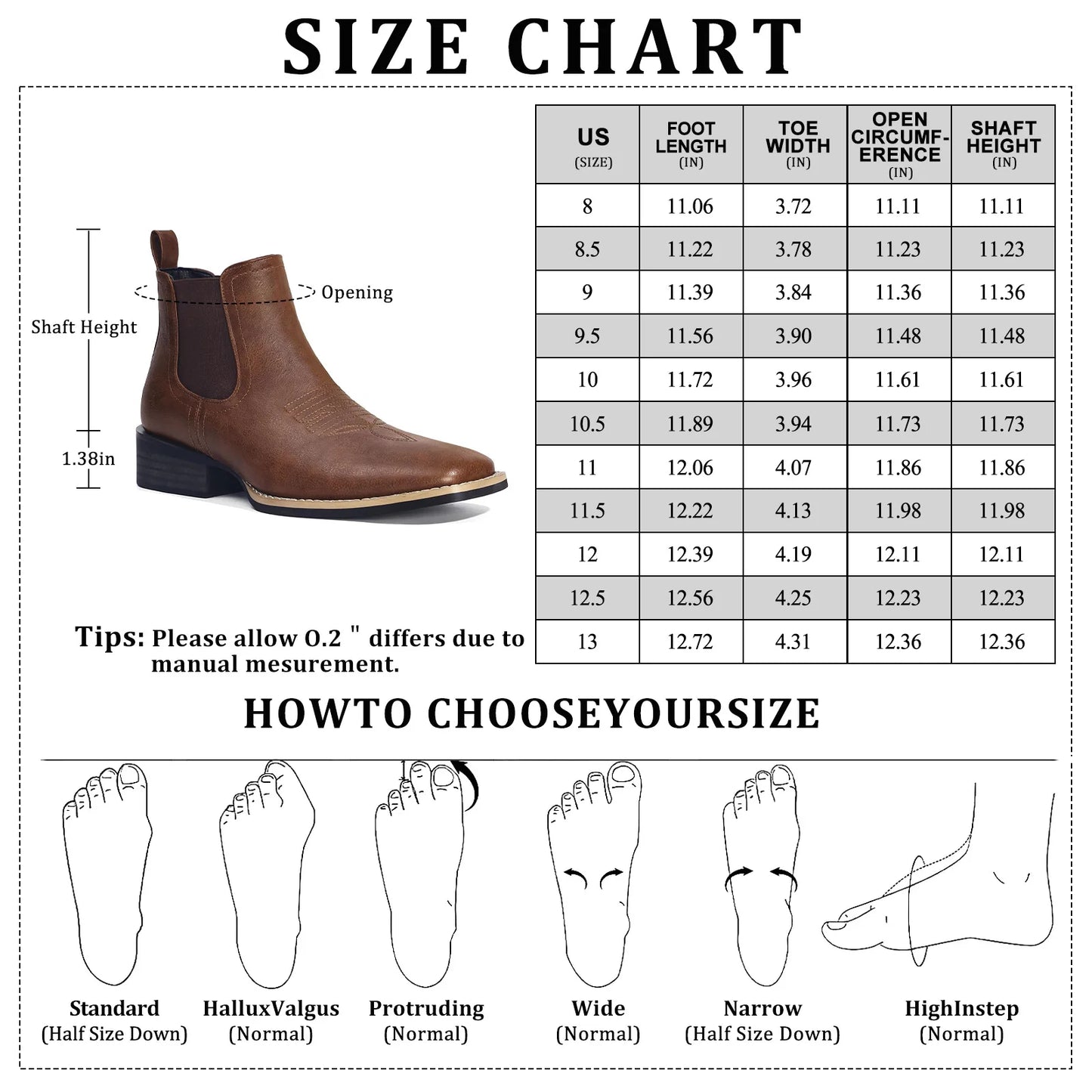 Men's Square Toe Chelsea Boots - Brown Casual Retro Western Cowboy Boots, Ankle Height, Stylish and Comfortable