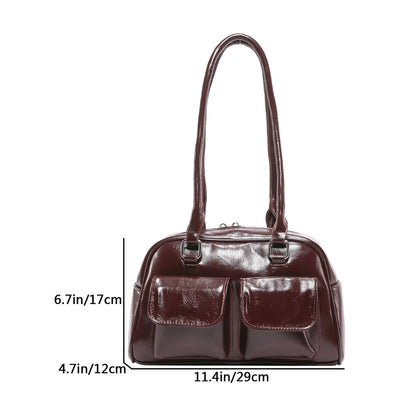 Retro Shoulder Bag PU Leather Y2k Underarm Pouch Multi Pocket Hot Girl Tote Handbag Designer Luxury Chic Casual Satchel Hobo Bag