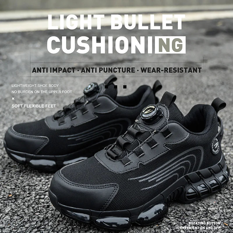 Rotating Button Safety Shoes Men Anti-smash Anti-puncture Work Shoes Fashion Men Safety Sport Shoes Security Protective Boots