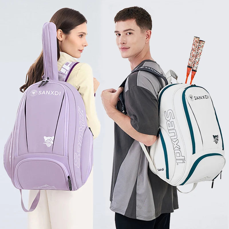 Badminton Tennis Racket Backpack Large Capacity Outdoor Sports Training Bag with Shoes Compartment Multifunctional Fitness Bag