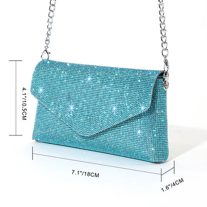 Chain Evening Clutch Bag Rhinestone Prom Shoulder Bag Elegant Gorgeous Exquisite Fashion Embellished Banquet Crossbody Pack