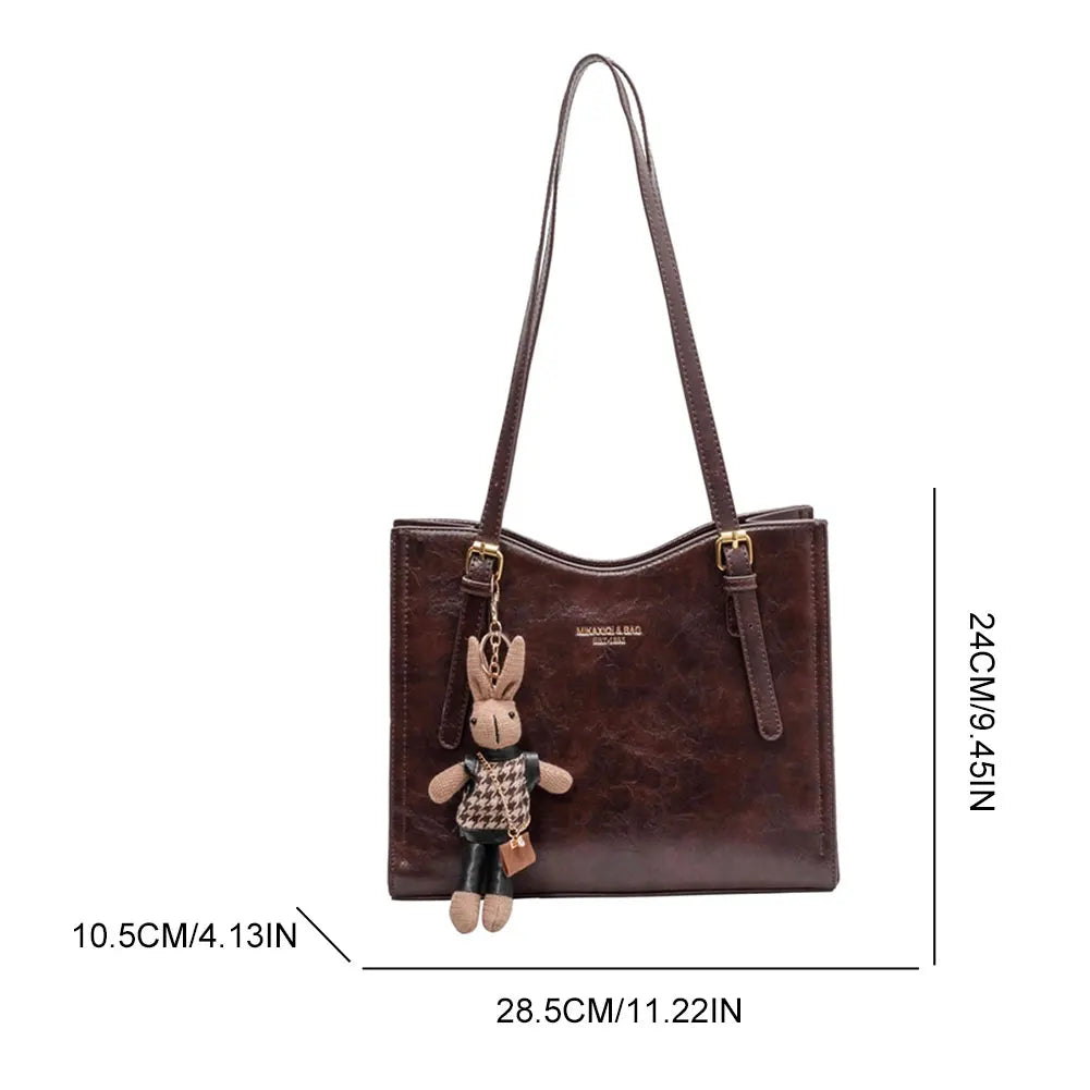Women Vintage Shoulder Bag with Pendant Slouchy Tote Purse Large Capacity Fashion Shoulder Bag Ladies Travel Handbag