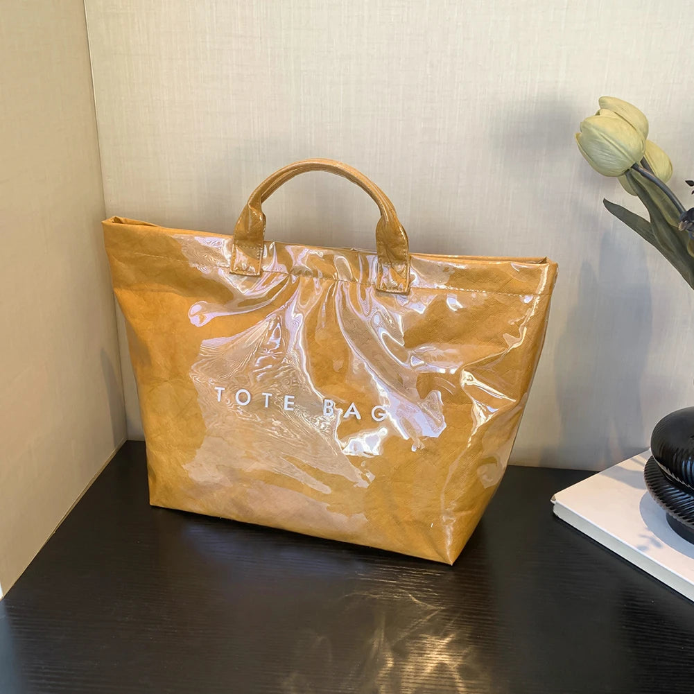 PVC Tote Bag Large Capacity Travel Shopping Bag Y2K Top Handle Bag for Women Work Shopping Travel