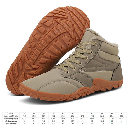 Winter Snow Boots Barefoot Hiking Shoes Waterproof Warm Lined Booties Anti Slip Wide Toe Box Ankle Booties for Hiking Climbing