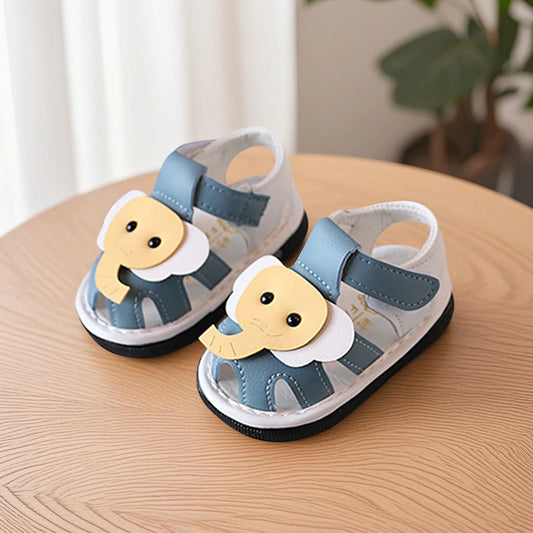 Toddler Boys Girls Cute Dinosaur Anti-Slip Sandals Summer Soft Sole Closed Toe Flats Walking Shoes for Baby Infant Kids