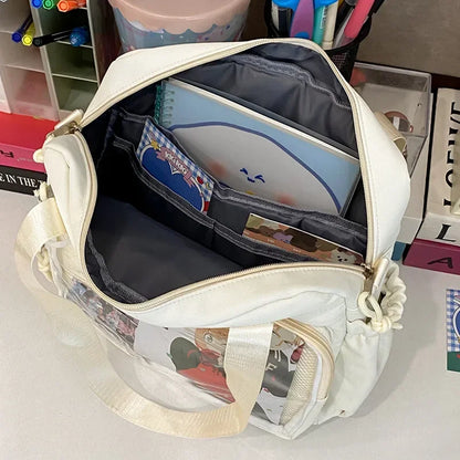 Y2K Japanese Preppy Style Shoulder Crossbody Bag New Nylon School Bags for Teenage Girls Transparent Itabag Backpacks Ita Bag