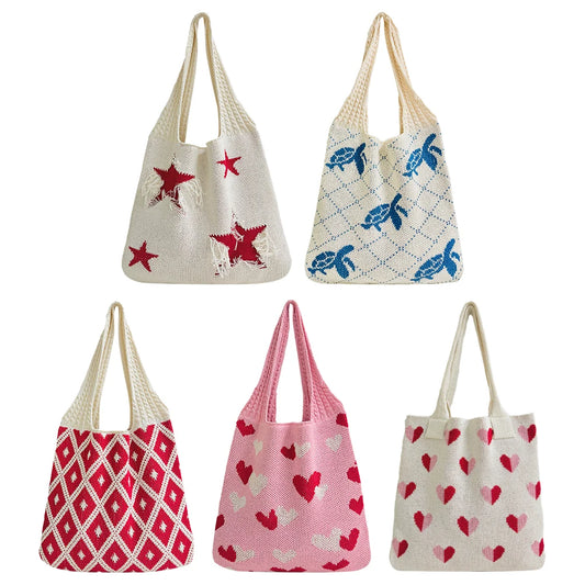 Beach Bag For Women Large Capacity Knitted Bag Aesthetic Shoulder Bag Cute Handbag Grocery Shopping Bag Leisure Fashion Date Bag