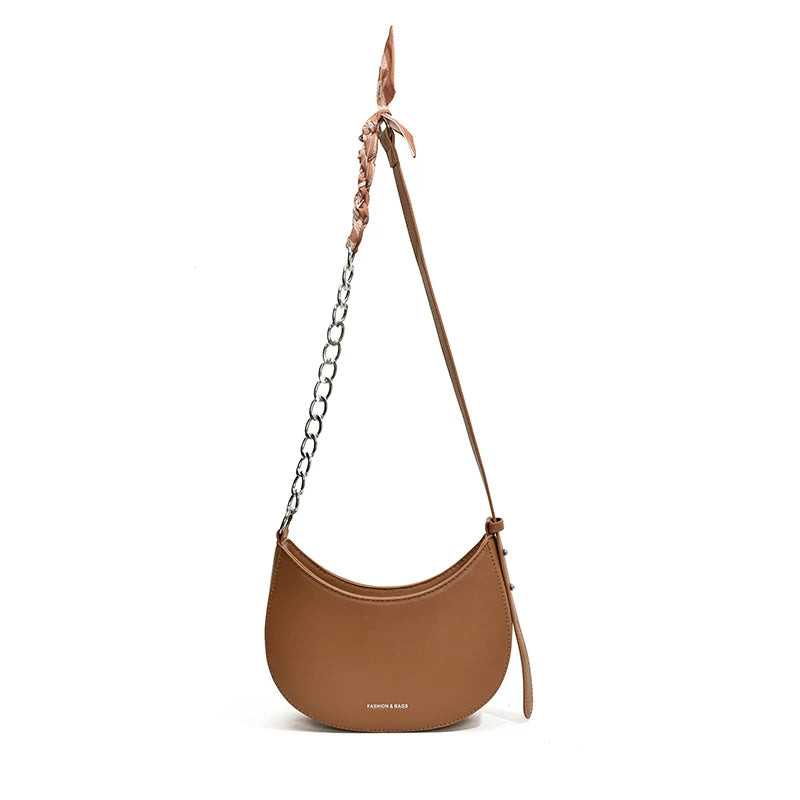 Crescent Bag for Women with Adjustable Strap Hobo Bag PU Leather Solid Crossbody Bag Casual for Work Travel