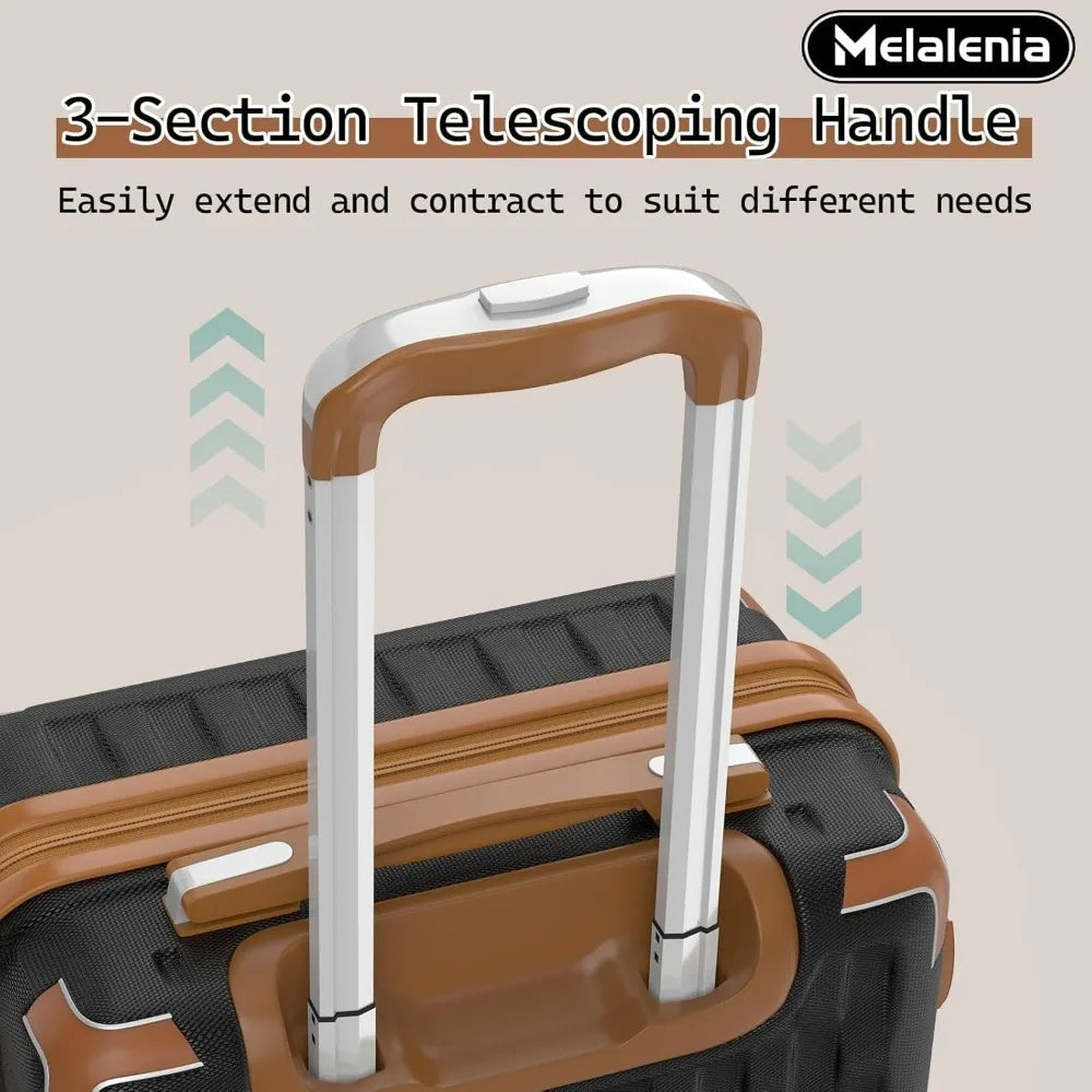 Melalenia Luggage Sets 7 Piece Suitcase Set, Hard Shell Carry on Luggage Travel Suitcases with Spinner Wheels and TSA Lock, Ligh