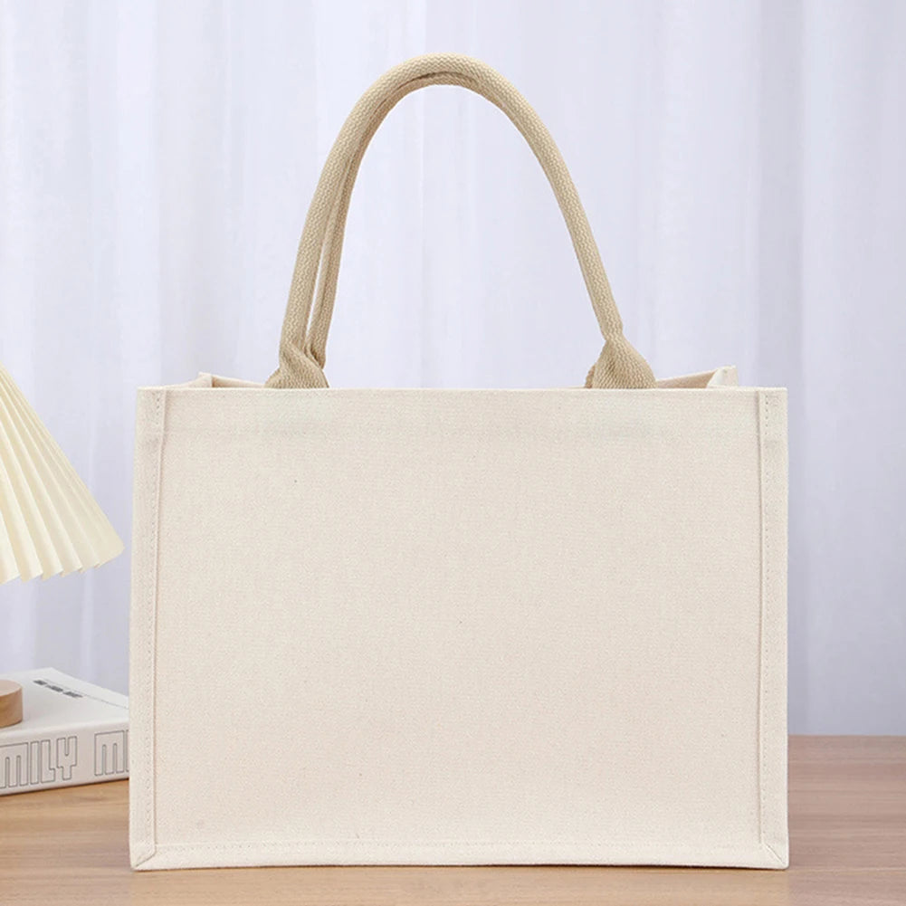DIY Canvas Tote Bag Ladies Handbags Large Capacity Tote Shopper Bag with Sturdy Handle Grocery Bag for Wedding Birthday Gift