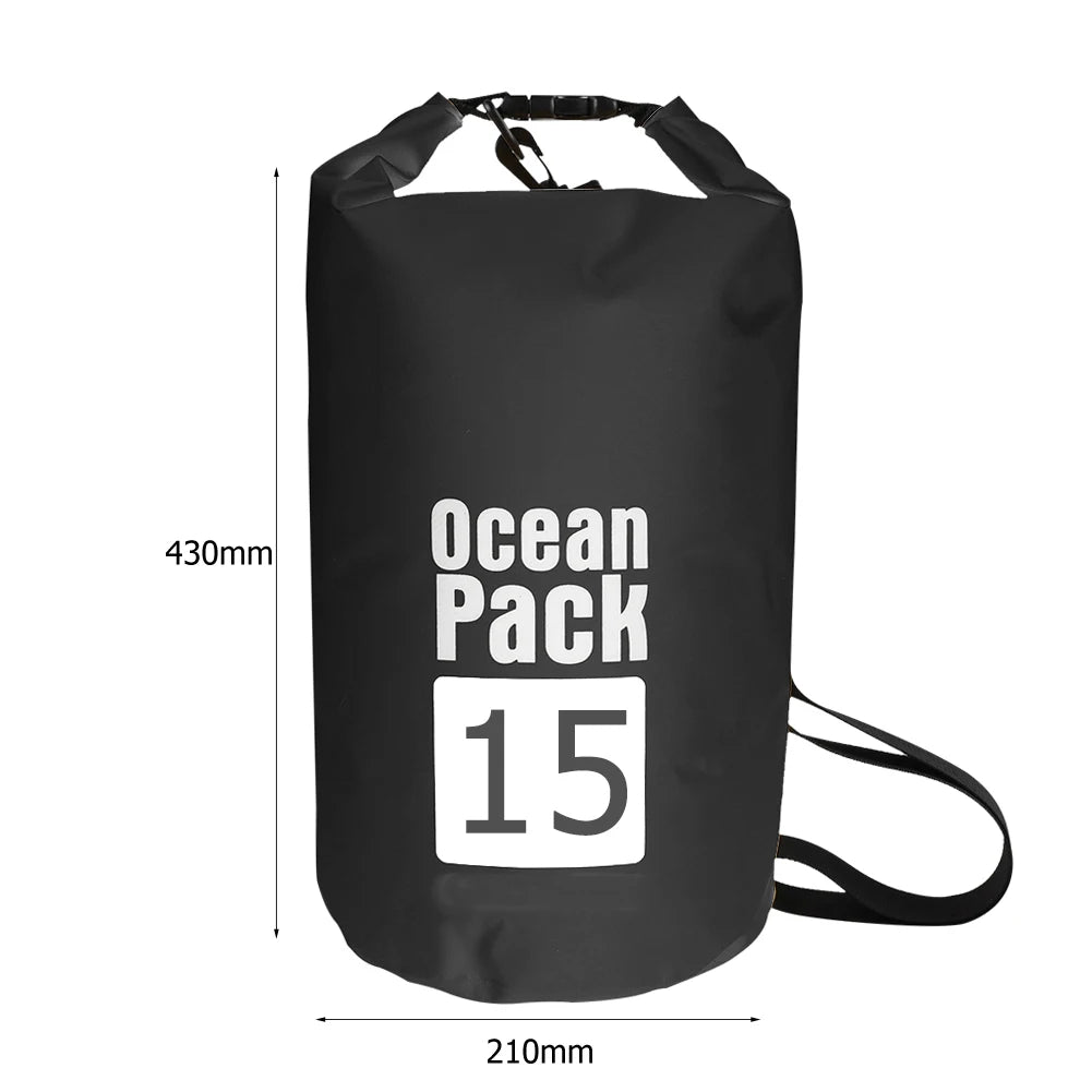 15-2L Swimming Waterproof Dry Bag Outdoor Floating Trekking Beach Backpack PVC Thickened Double-Layer Fabric IPX6 Waterproof Bag