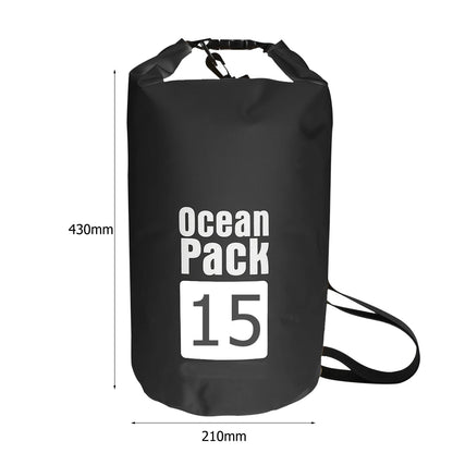 15-2L Swimming Waterproof Dry Bag Outdoor Floating Trekking Beach Backpack PVC Thickened Double-Layer Fabric IPX6 Waterproof Bag