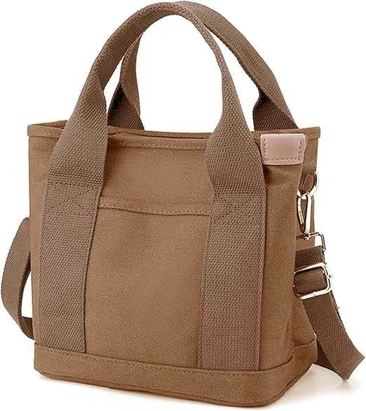 Small Tote Bag with Zipper, 2024 Canvas Multi-Pocket Crossbody Bag Shoulder Bag Satchel Hobo Bag Messenger Bag