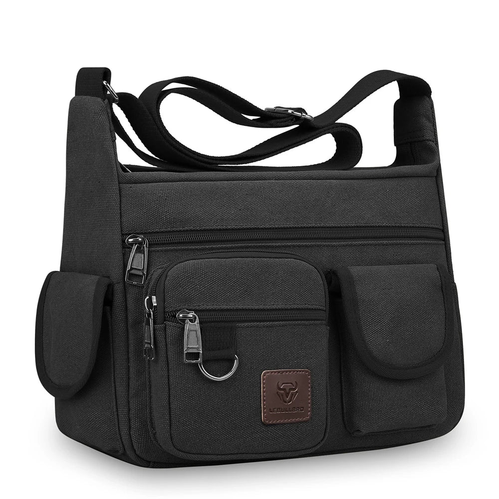 LEBULLBRO Men Retro Canvas Messenger Bags Book Bags School 13inch Shoulder Bag