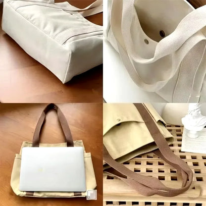 Large Capacity Canvas Tote Bags for Work Commuting Carrying Bag College Style Student Outfit Book Shoulder Bag