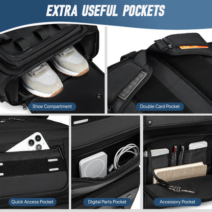 Large Capacity Men Travel Backpack Expandable With Shoe Storage Multilayer Luggage Bag 17.3 Laptop Waterproof Fashion Backpack