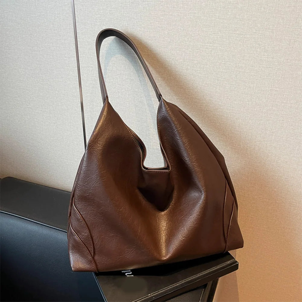 Slouchy Hobo Bag for Women Multi-pocket Handbag PU Leather Trendy Tote Bag Underarm Bag for Work Travel