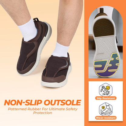 FitVille Men's Diabetic Shoes Extra Wide for Elder Orthopedics Feet Swollen Adjustable Walking Shoe Elderly Foot Pain Relief