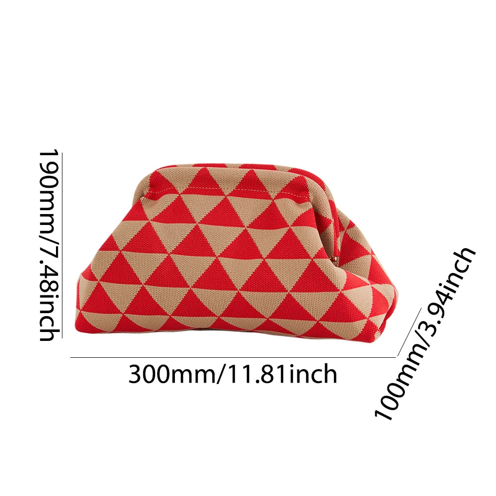 Ladies Crochet Clutch Purses Contrast Color Beach Bags Summer Woven Bags Women's Knitted Dumpling Bag Female Chic Colorblock Bag