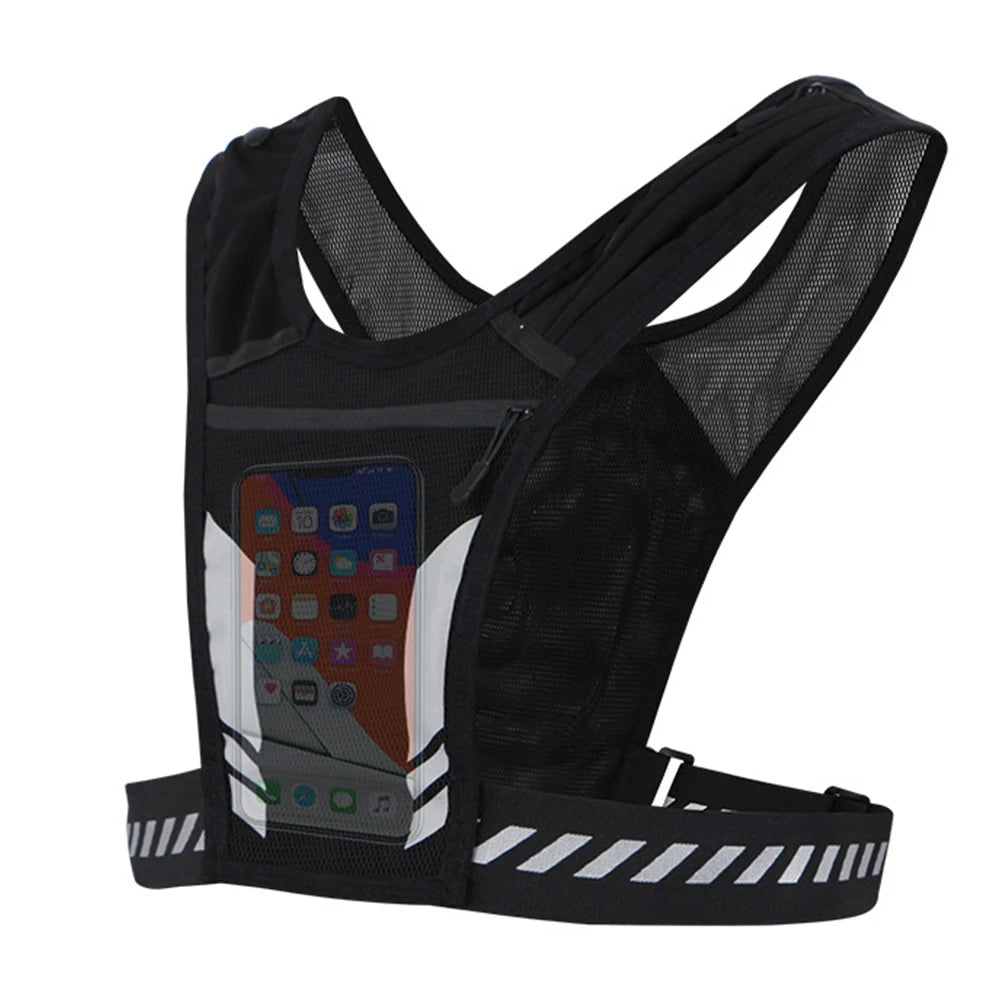 Reflective Mobile Phone Pouch Mesh Breathable Water Bottle Bag Lightweight Elastic Women Men Large Capacity for Jogging Fitness