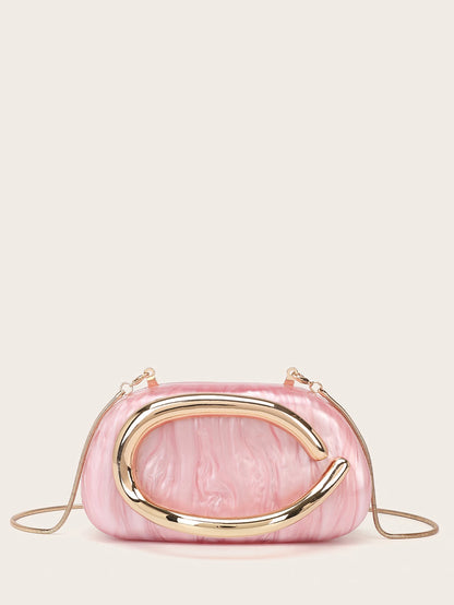 Fashion White Acrylic Clutch Bag Bride Metal Gold Women Luxury Evening Banquet Clutch Bag Shoulder Wedding Party Purse