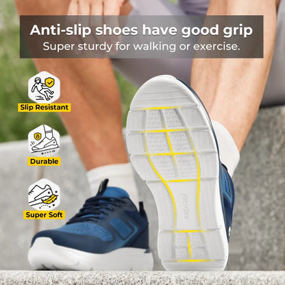 Men'S Running Shoes Wide Toe 2E Lightweight Non-Slip Walking Sport Shoe Cushioning Slip-On Comfortable Breathable Sneakers