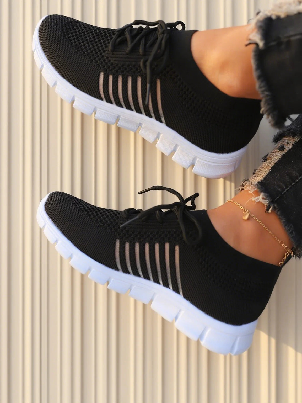 Breathable Knit Sneakers - Lightweight Walking Shoes for Women Men, Cushioned Comfort Casual Tennis Shoes, Fashion Mesh Slip On