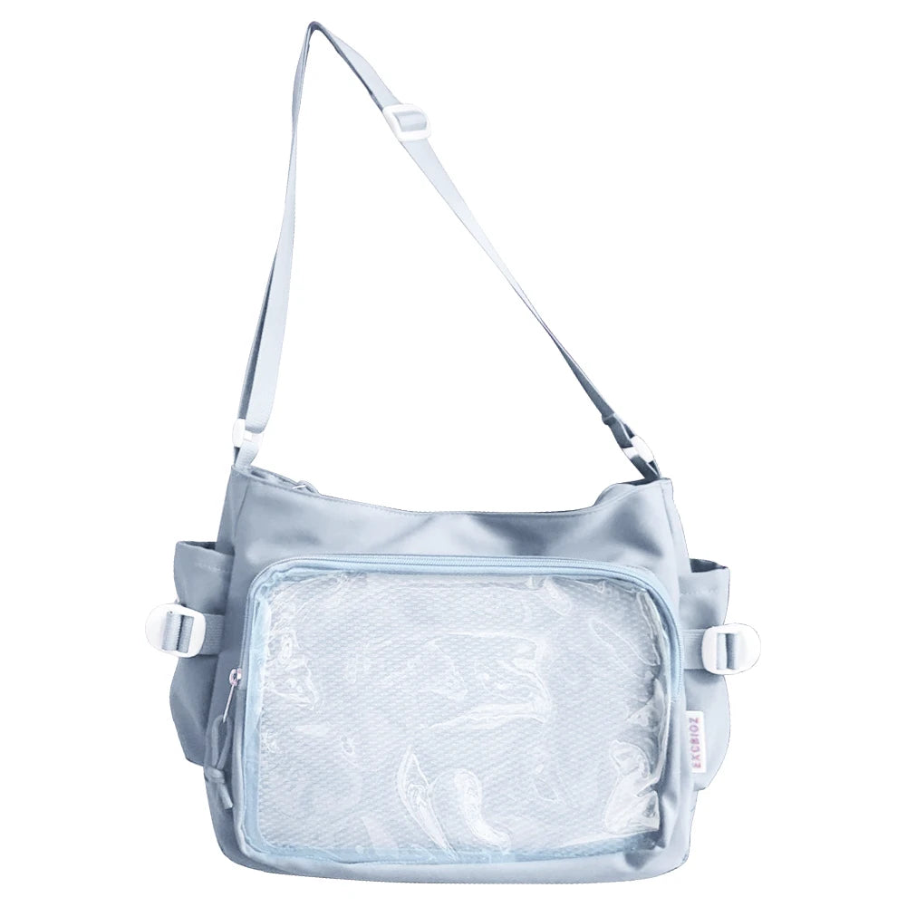 Women Ita Bag Fashion Shoulder Bag with Clear Window Simple Tote Bag Adjustable Strap Stylish Crossbody Bag Trendy Outdoor Bag