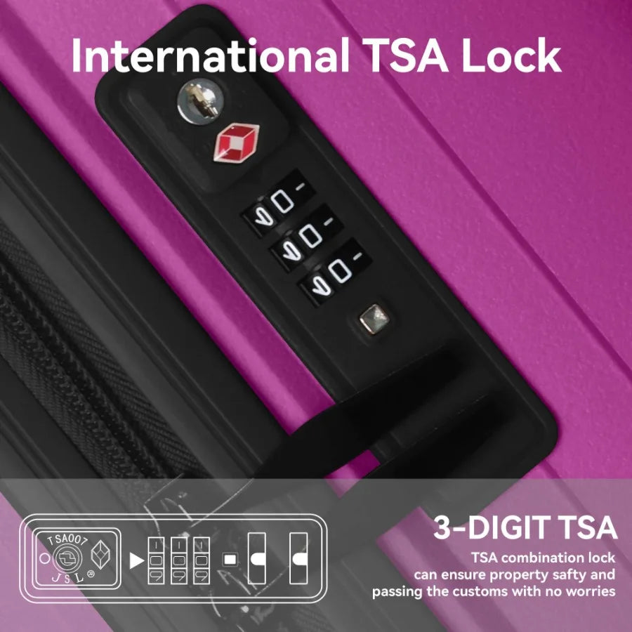 3Piece Luggage Set Travel Lightweight Suitcases with Rolling Wheels TSA lock Moulded Corner Carry on Luggages for Business Trip