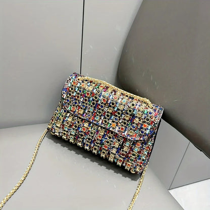 Crystal Rhinestone Evening Clutch Purse For Women, Sparkly Chain Shoulder Crossbody Bag, Elegant Handbag For Party Prom Banquet