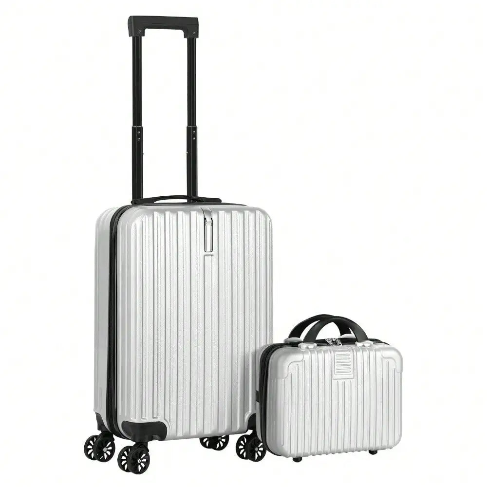 2-Piece Carry-On Luggage Set Hardside Suitcase Spinner W/ Cosmetic Bag (14"+20")