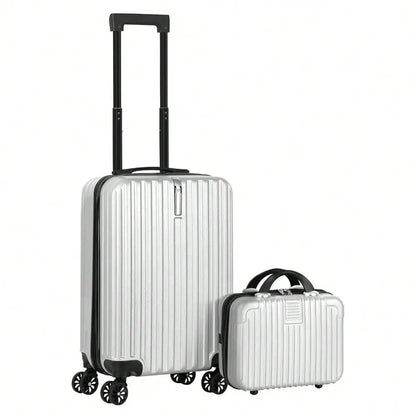 2-Piece Carry-On Luggage Set Hardside Suitcase Spinner W/ Cosmetic Bag (14"+20")