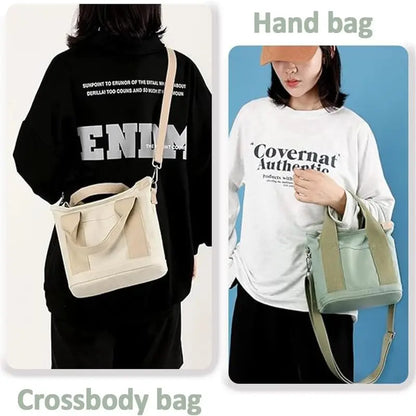 Small Tote Bag with Zipper, 2024 Canvas Multi-Pocket Crossbody Bag Shoulder Bag Satchel Hobo Bag Messenger Bag