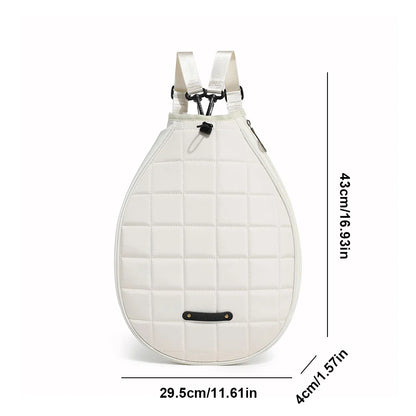 Quilted Tennis Backpack Waterproof Tennis Racket Carrying Bag Zipper Closure Pickleball Paddles Shoulder Bag for Women Men