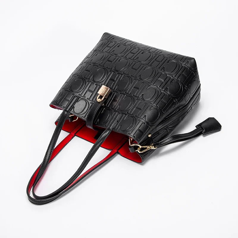CH Fashion Brand Women's Embossed Pattern Leather Bag Casual Messenger Bag Women's Fashionable Luxury Designer