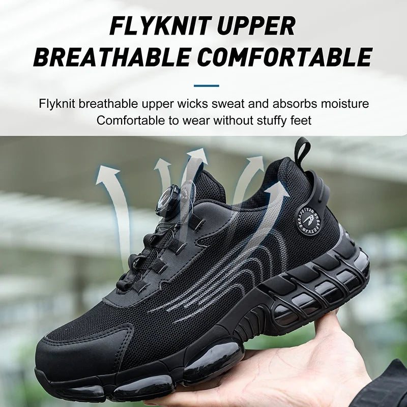 Rotating Button Safety Shoes Men Anti-smash Anti-puncture Work Shoes Fashion Men Safety Sport Shoes Security Protective Boots