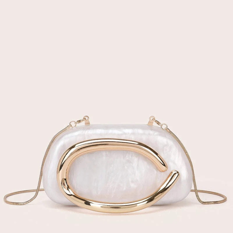 Luxurious dinner clutch, fashionable ladies' handbag, bride's metal gold wedding wallet, party crossbody bag