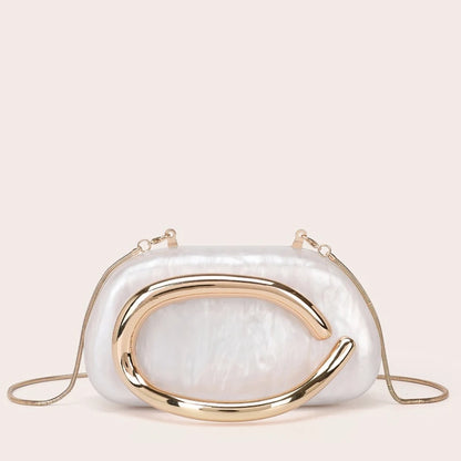 Luxurious dinner clutch, fashionable ladies' handbag, bride's metal gold wedding wallet, party crossbody bag