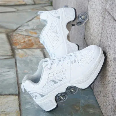 Deformation Parkour Shoes 2025 Casual Sneakers Unisex Deform Roller Shoes Skating Shoes Four Wheels Rounds Of Running Shoes